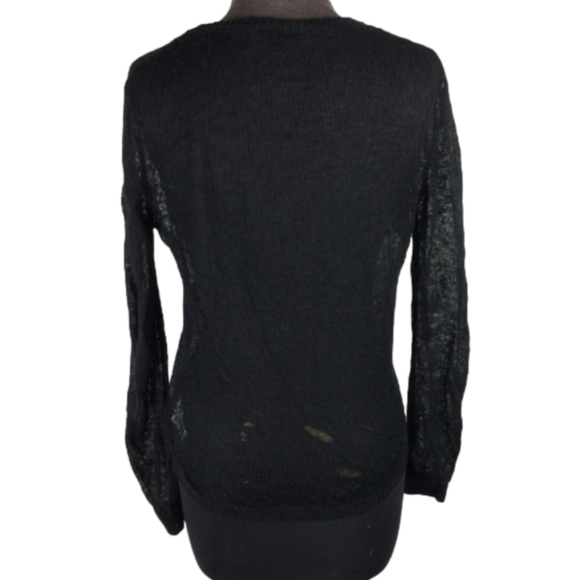 DYNAMITE Sheer Long Sleeve Sweater in Black Large - Picture 4 of 7